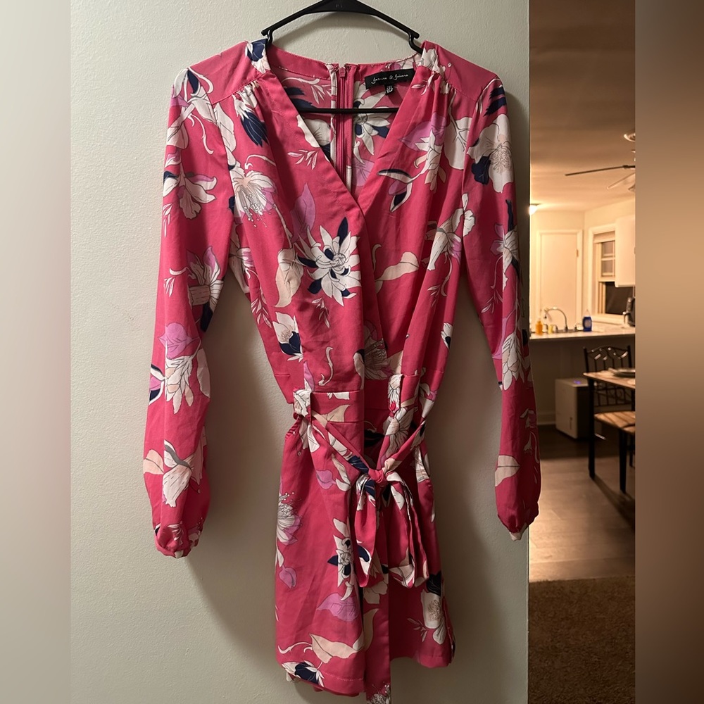 Hot pink long sleeve romper size medium